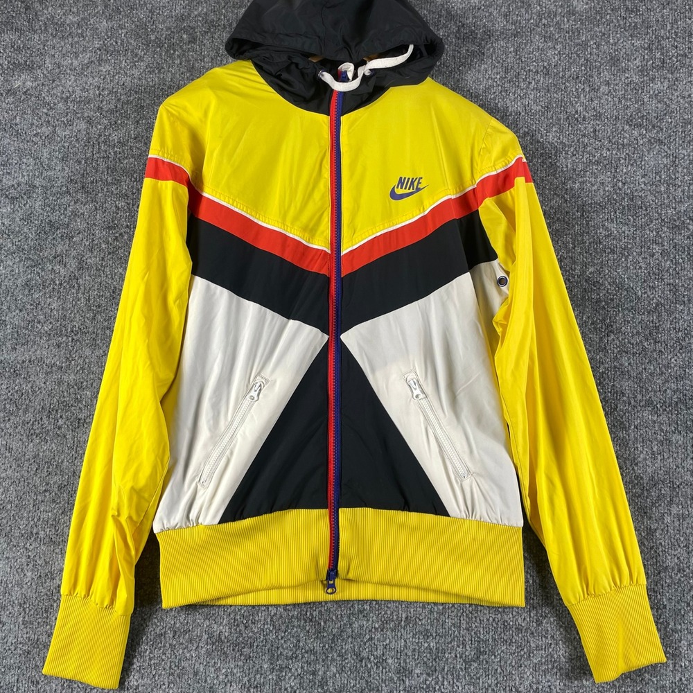 Nike Jacket Boys L 12-14 Yellow Colorblock Windrunner Hooded Full Zip School